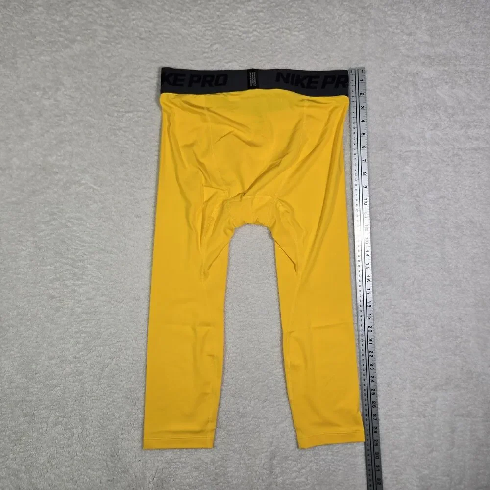 Nike Pro NBA Player Issued 3/4 Compression Tights Yellow DN1547 Mens Large $75 L